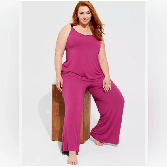 Torrid Super Soft Fuschia Full Length Wide Leg Sleep Pants Size 1X - Picture 1 of 9
